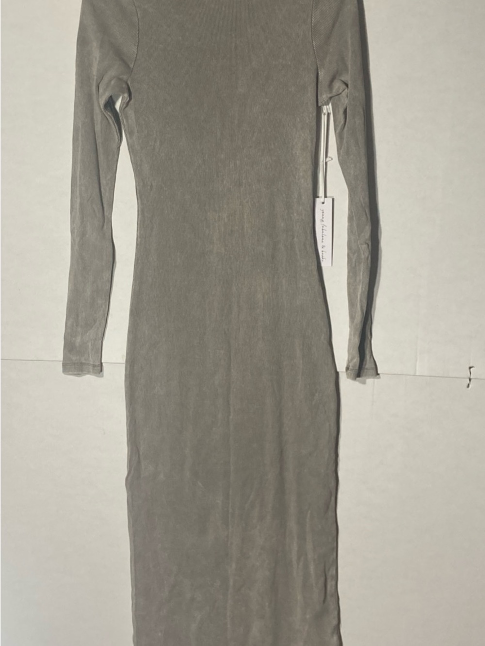 YOUNG FABULOUS AND BROKE gray ribbed mock neck form fitting maxi dress L